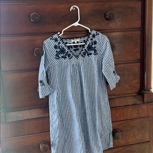 Madewell Blue and White Striped Midi Dress